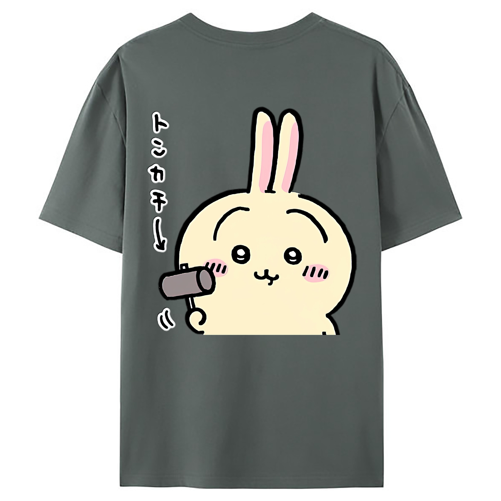 （画像用） ちいかわ うさぎ Chii-kawa usagi 綿100％ メンズ半袖Tシャツ（バックプリント） 通気性